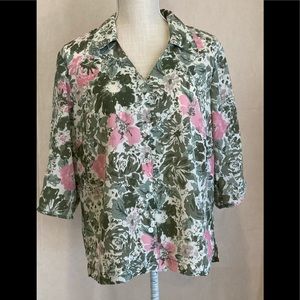 Donn Kenny - Womens Classic Buttondown 3/4” Blouse - Size PL - EUC